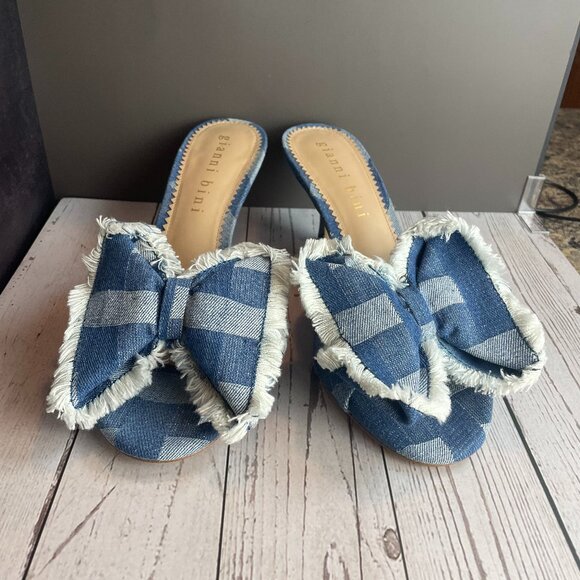 GIANNI BINI WENDELL RAFFIA BOW DRESS SLIDE (11) - Picture 1 of 12